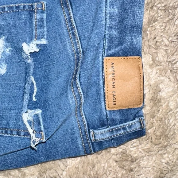 American Eagle Outfitters Dark Blue Distressed Skinny Jeans - Picture 6 of 6